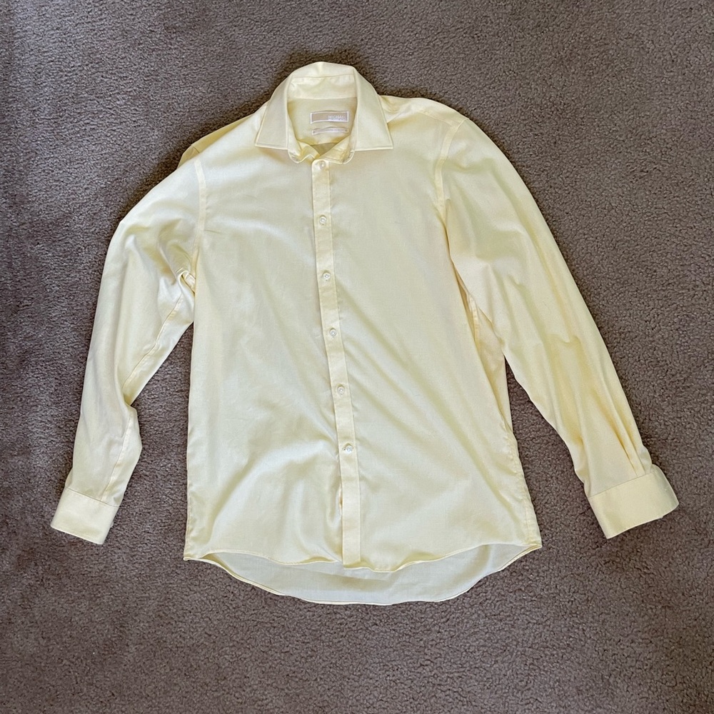 Michael Kors Yellow Regular Fit Non Iron Button Down